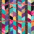 This quilt-inspired tapestry is a jubilant display of colors and patterns, where classic leopard prints meet playful