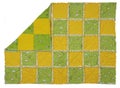 Yellow and green quilt with animals and trees backing garment design Royalty Free Stock Photo