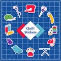 Quilt, Patchwork, DIY Sewing Stickers on Blue Cutting Mat