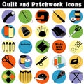 Quilt and Patchwork Icons, Made with Love Royalty Free Stock Photo