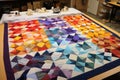 quilt top laid out, ready for stitching and assembly Royalty Free Stock Photo