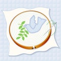 Quilted Background, Dove of Peace Embroidery Royalty Free Stock Photo