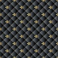 Quilted black 3d vector seamless pattern. Abstarct textured back