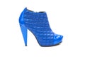 Quilted leather blue shoe with high heel