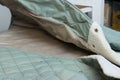 Quilted long jacket. Jackets back. Close-up Royalty Free Stock Photo