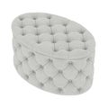 Quilted white fabric oval pouf on an isolated background. 3d rendering