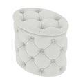 Quilted white fabric oval pouf on an isolated background. 3d rendering