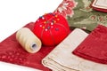 Quilting fabrics and pin cushion