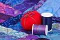 Quilting thread and pincushion Royalty Free Stock Photo