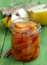 Quince jam confiture in glass jar