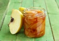 Quince jam confiture in glass jar