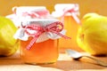 Homemade quince jelly jars fruits