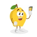 Quince mascot and background with selfie pose Royalty Free Stock Photo
