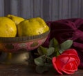 Quince and old Indian vase