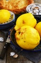 Quince in pattern ceramic bowl in oriental style