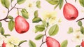 Quince Pattern Watercolour Style - Original Painter\'s Artwork