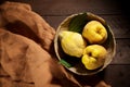 Quinces on a kitchen table