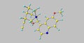 Quinine molecular structure isolated on grey