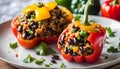 Quinoa and Black Bean Stuffed Peppers