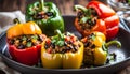 Quinoa and Black Bean Stuffed Peppers