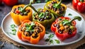 Quinoa and Black Bean Stuffed Peppers Royalty Free Stock Photo