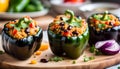 Quinoa and Black Bean Stuffed Peppers