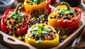 Quinoa and Black Bean Stuffed Peppers Royalty Free Stock Photo