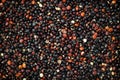 Quinoa Black grains background, flat lay backdrop. Gluten free Healthy food. Diet, dieting concept. Seeds of black quinoa Royalty Free Stock Photo