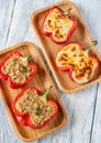 Quinoa and Cheese stuffed red bell peppers Royalty Free Stock Photo