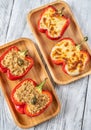 Quinoa and Cheese stuffed red bell peppers