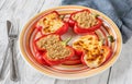 Quinoa and Cheese stuffed red bell peppers Royalty Free Stock Photo