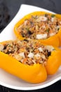 Quinoa chicken stuffed orange peppers