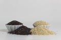 White and black quinoa still life