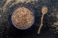 Quinoa mix. Mixed white, red and black quinoa seeds in a bowl Royalty Free Stock Photo