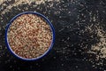 Quinoa mix. Mixed white, red and black quinoa seeds in a bowl Royalty Free Stock Photo