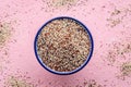 Quinoa mix. Mixed white, red and black quinoa seeds in a bowl Royalty Free Stock Photo