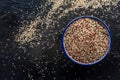 Quinoa mix. Mixed white, red and black quinoa seeds in a bowl Royalty Free Stock Photo