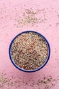 Quinoa mix. Mixed white, red and black quinoa seeds in a bowl Royalty Free Stock Photo
