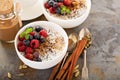 Quinoa porridge with raspberry and blueberry Royalty Free Stock Photo