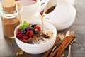 Quinoa porridge with raspberry and blueberry Royalty Free Stock Photo