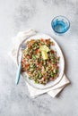 Quinoa Quinua salad with tomatoes and herbs in white bowl Royalty Free Stock Photo