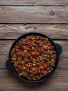 Quinoa red bean chili. Mexican spicy dish.