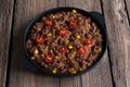 Quinoa red bean chili. Mexican spicy dish.