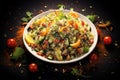 Quinoa salad with mixed vegetables healthy food background