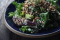 Quinoa salad with vegetable on wooden table Royalty Free Stock Photo