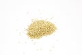 Quinoa seeds or goosefoot grains on white backgrou