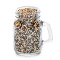 Quinoa seeds in jar isolated on white background