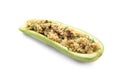 Quinoa stuffed zucchini boat on white background