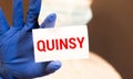 quinsy word on wooden cubes. quinsy concept. medical concept