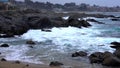 Quintay, Chile rocky coast battered by waves - close view